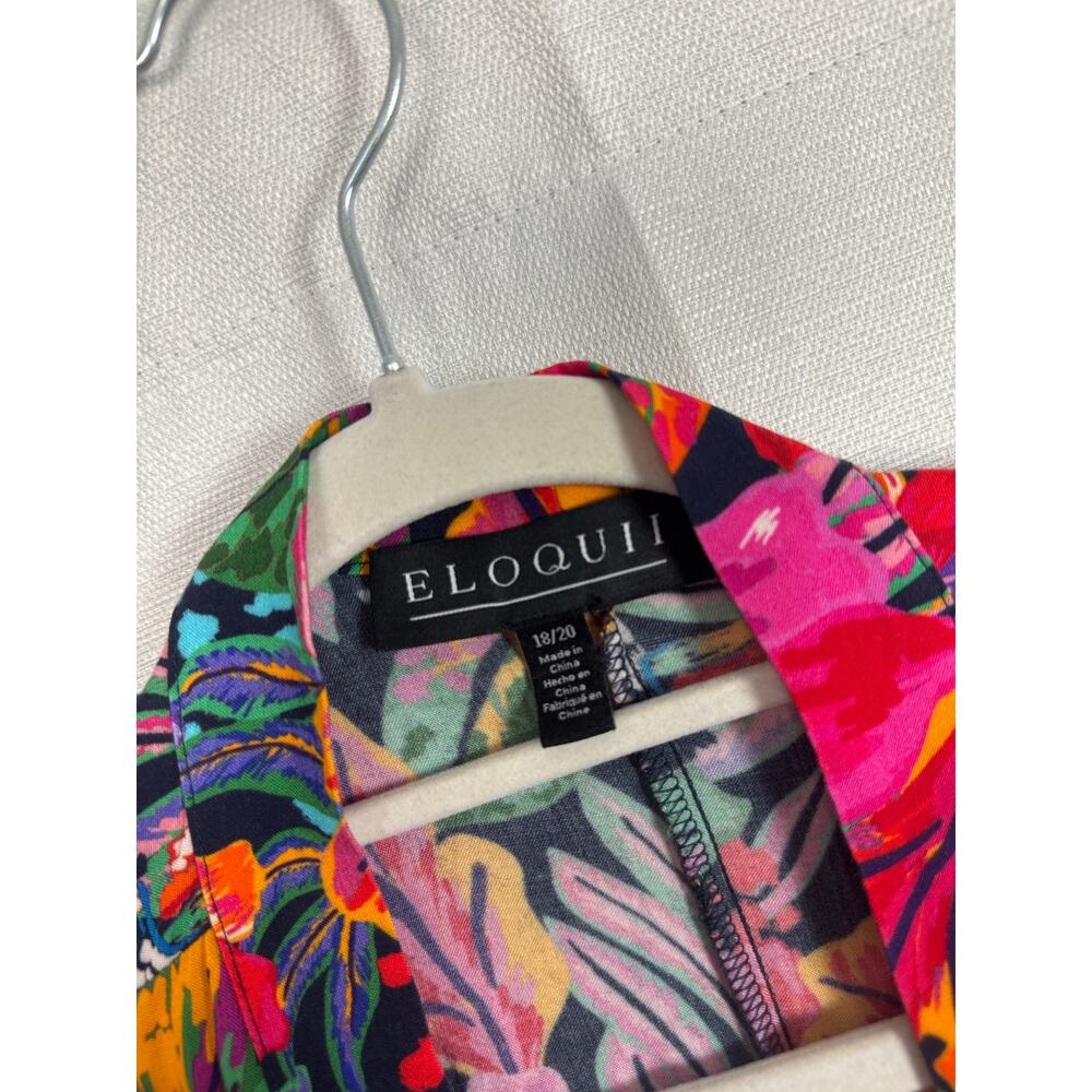 Eloquii Floral Print Puff Sleeve Duster Kimono Cover Up 18/20 - Picture 4 of 8